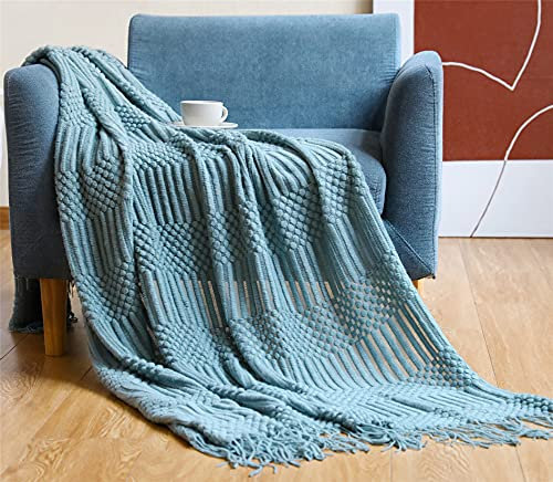 Hayisugal Tagesdecke Wohndecke Boho Decke weich Gestrickte Decke Wendedecke Kuscheldeck Sofadecke Couchdecke überwurf Decke, Grün, 130 x 200cm