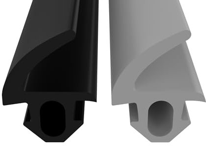 Junta de tope para ventanas y sistemas de ventanas, junta de acristalamiento para exteriores e interiores, ventanas de plástico y aluminio (negro, 5 m)