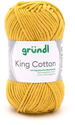 Gründl King Cotton 1 x 50 g, Gold | weiches und voluminöses Strick- und Häkelgarn aus 55 % Polyacryl & 45 % Baumwolle 50 g / 78 m, Nadelstärke: 6 - 7, 50 g
