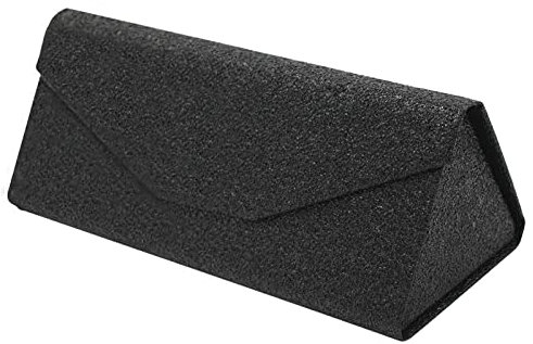 TBOC Faltbar Brillenetui für Sonnenbrille - [Schwarz Glitzer] Hartschale [Dreieckige] Tasche mit [Magnetverschluss] Innenfutter für Lesebrille Groß Modern Leicht Design Tasche Damen Herren Kind