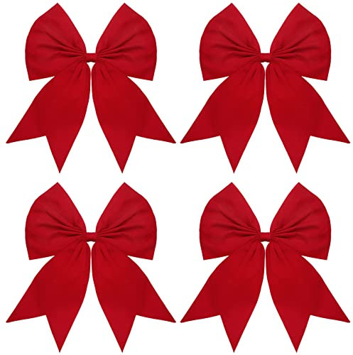 Giegxin Große Weihnachtskränze, Schleifen, 22,9 x 27,7 cm, Samt-Ornamente, Schleifen, Weihnachtsbaumspitze für Weihnachten, Urlaub, Zuhause, Party, Dekoration, Rot, 4 Stück