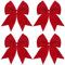 Giegxin Große Weihnachtskränze, Schleifen, 22,9 x 27,7 cm, Samt-Ornamente, Schleifen, Weihnachtsbaumspitze für Weihnachten, Urlaub, Zuhause, Party, Dekoration, Rot, 4 Stück