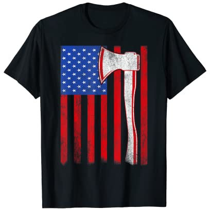 Funny American Flag Hatchet USA Axe Throwing Gift T-Shirt