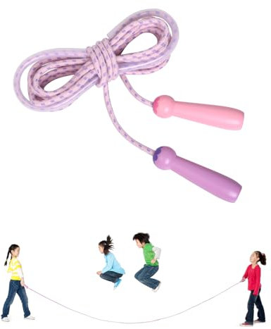 OTraki Verstellbare Springseile Kinder, Schwung for 5M Lange Holzgriff Skipping Rope Kids Baumwollseil Gruppen Seil für Jungen Mädchen Erwachsene Seilspringen Fitness Training Spiel