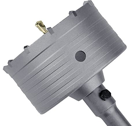Scie cloche à béton de 110 mm avec tige de connexion SDS Plus de 220 mm, dents en carbure de tungstène (7,7 mm x 4 mm), scie cloche pour béton, ciment, brique, mur, pierre (110 mm)