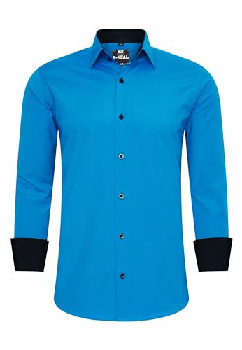 R-Neal Business-Hemd Herren Kontrast Hemd Hochzeit-Hemd Slim Fit Hemden Stretchhemd S - 4XL G44, Farbe:Petrol, Größe:M