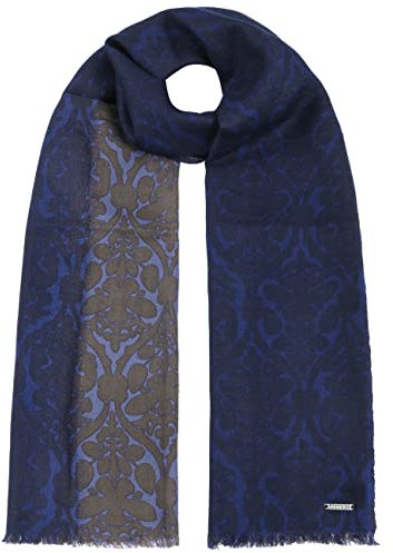 Stetson Treavo Wool Schal - Zweifarbiger Schal aus 100% Wolle - Elegantes Allover-Muster - Wollschal mit Fransenkante - Herbst/Winter- Damen/Herren blau One Size