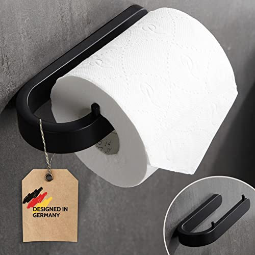 DEKAZIA® Toilettenpapierhalter ohne Bohren schwarz Toilettenpapier Halter schwarz matt Klopapierhalter ohne Bohren Klorollenhalter ohne Bohren Klopapierhalter Toilettenpapierhalter WC Papier Halterung