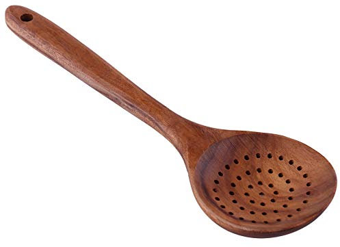 Zunedhys Cuchara de madera de teca, cuchara de , cuchara de arroz grande, cuchara de cocina de madera, cuchara de skimmer de madera, utensilios de cocina de madera