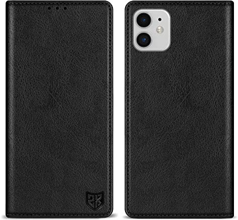 ZZXX iPhone 11 Wallet Case with [RFID Blocking] Card Slot Stand Strong Magnetic Leather Flip Fold Protective Phone Case for iPhone 11 Case Walle(Black-6.1 inch)