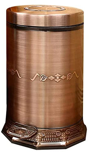 BDAAS Trash can Pedal Trash can with Lid，Stainless Steel Garbage Bin，Antique Copper Home Chinese Living Room Bedroom Kitchen