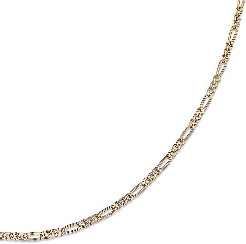 Generisch Echtgold 8 kt 333 Gold Goldkette Figarokette Halskette Kette Collier Schmuck verschiedene Breiten und Längen (Länge 60 cm Breite 2,6 mm)
