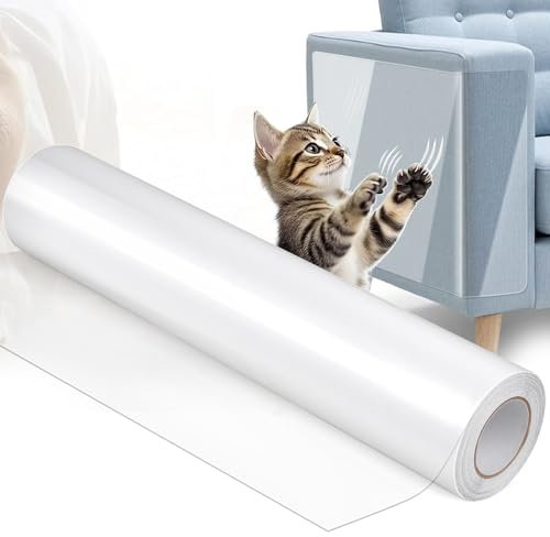 Katzen Kratzschutz Folie, Kratzschutz für Katzen, Selbstklebend Kratzschutzfolie Transparent, Kratzfolie Anti Kratz Tape für Möbel Couch Sofa Wand Tür Schutz(30 cm x 5 m)