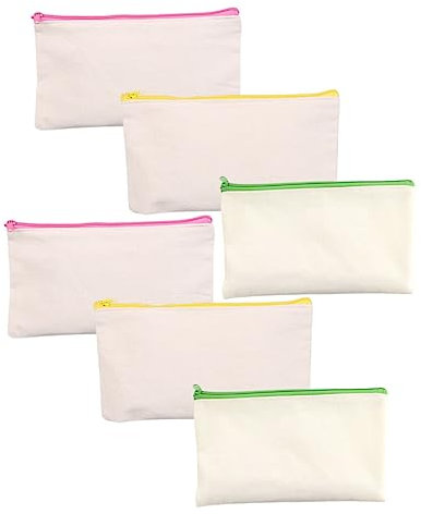 COHEALI 6st DIY Leere Feder Mäppchen Reißverschluss Stifthalter Stiftbehälter Selber Machen Kreative Federtasche Etui Federmäppchen Stift-Organizer Studentenbedarf Bleistift Stoff Kind