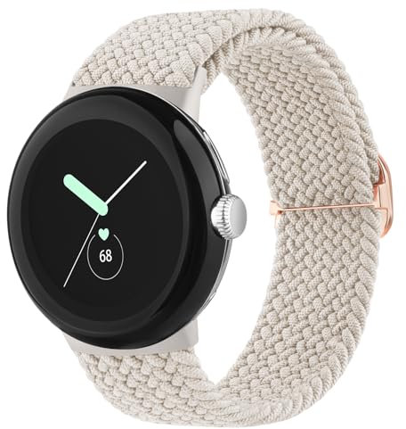 Oumida Armband für Google Pixel Watch/Pixel Watch 2 - Geflochtenes Elastisches Nylon Loop Uhrenarmband für Damen und Herren - Verstellbares Sport Ersatzarmband, Sternenlicht