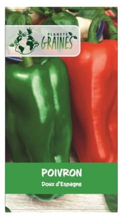graines de poivron doux d'espagne - variété traditionnelle à gros fruits sucrés et productives 2 grammes(+/-330 graines)