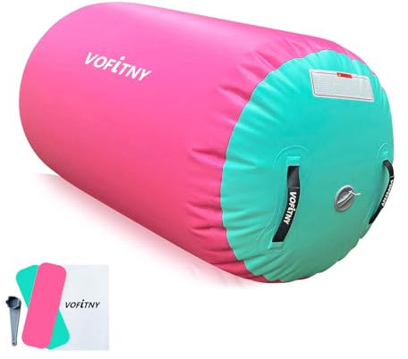 VOFiTNY Aufblasbare Rolle 120cm L x 75cm D Gymnastik Yoga Turnmatte Air Barre Tumbling Yoga Fitness Rückwärtssalto Trainingshilfe Zylinder Balance Trainer Sport Workout Fitness Luft Roller Ohne Pumpe
