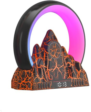 Bammare AtmosphäRenlampe Mit 15W Kabellosem LadegeräT, Intelligente LED Tischlampe, Bluetooth Lautsprecher, Dimmbare Nachtlicht Touch Lampe Alarm Clock Mit Musiksynchronisierung, App Steuerung