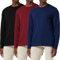 3 Pack Men's Cotton Shirt Loose Fit Long Sleeve T-Shirt Moisture Wicking Crew Neck Shirts Comfort Casual Base Layer Tops Black/Navy/Red-3P03-2XL