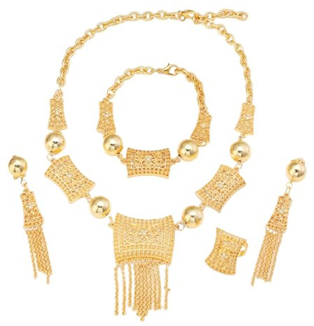 VALKEM Afrikanische Dubai Braut Schmuck Set 24K Gold Farbe Äthiopische Mittlerer Osten Indien Kenia Mode Schmuck Set Hochzeit Jubiläum, Valentinstag, Weihnachten, Geburtstagsgeschenke