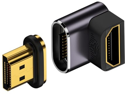 xiwai 8K HDMI 2.1 Magnetischer Verlängerungsadapter 19 Pins HDMI Typ A Stecker auf Buchse nach unten abgewinkelt, 90 Grad gerader Videoadapter für Laptop HDTV