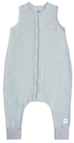 LÄSSIG Kinder Schlafoverall ärmellos 1,0 TOG atmungsaktiv aus Musselin GOTS zertifiziert/Sleeping Jumper powder blue, Größe 98/104