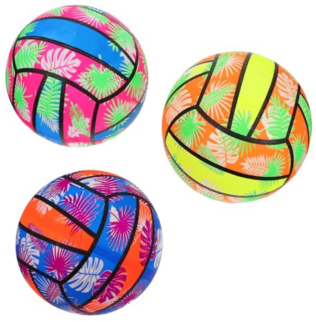 KONTONTY 3Pièces Ballons de Volley Gonflables Colorés pour Plage et Piscine Jouets Aquatiques pour Amusement Estival Couleurs Aléatoires