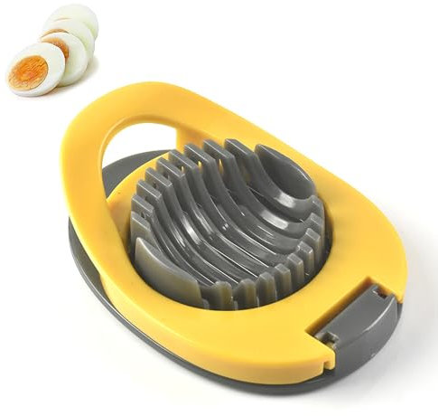 HRLORK Egg Slicer with Stainless Wire, Egg Peeler for Hard Boiled Eggs, Multifunctional Boiled Egg Cutter or Evenly Slicing Eggs Ham Banana and Strawberry Yellow