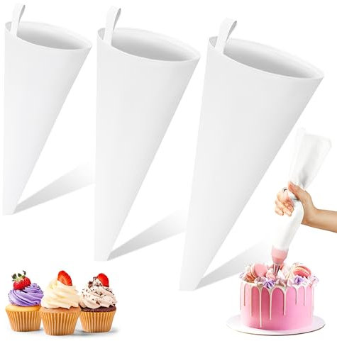 Heveer Poche a Douille Patisserie Poche a Douille Reutilisable Poche à Douille en Coton 37/31/27cm Piping Bag pour Décoration de Gâteaux 3 Pièces