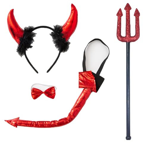 Devil Horns, Devil Horns Headband, Horns Headband, Red Devil Costume Women Halloween Accessories, Devil Horns and Fork Devil Costume Set, Devil Horns Headband and Devil Pitchfork Devil Accessories