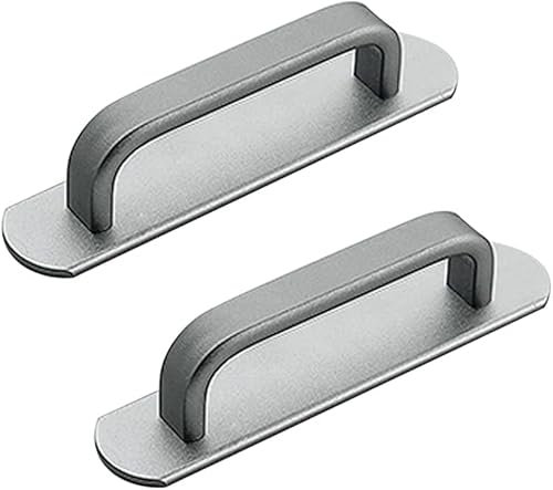 2 Stück Griff Selbstklebend Balkontürgriff Außen,Schrankgriffe Balkontürgriff Kleben Griffe,für Küchenschränke Türgriffe Küche Griffe (96mm,Grau)