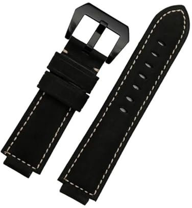 DKWOIS Lederarmband kompatibel mit Timex Kompass Uhrenarmband T2n739 T2n720 T2n721 Serie Uhrenarmband 24 * 16mm Herren konvexe Öffnung(Black black buckle)