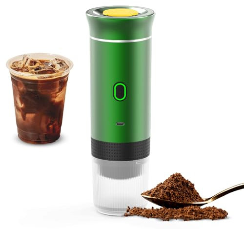 Irishom 3 en 1 cafetera eléctrica portátil, mini funciona con cápsulas y café molido, 15 bar y frío y calefacción para coche, casa, viaje