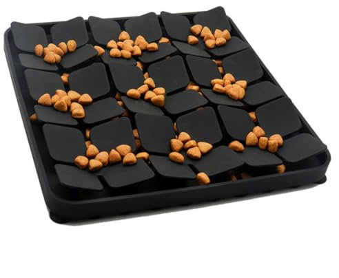 Alfombra Olfativa para Perros | Juguetes para Perros | Estimula el Olfato y Reduce el Estrés y la Ansiedad de tu Mascota | con Ventosas Antideslizantes (Negro)