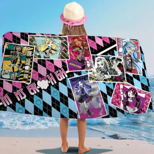 PLNVNVP Monster Badetuch Strandtücher Kinder Badetuch Groß Strandtuch Mikrofaser Duschtücher Superweich Monster Mädchen Handtücher für Kinder, Rot(150 x 75 cm)