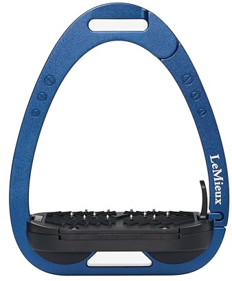 LeMieux Vector Balance Stirrup - New Generation - Spring Loaded Hinged Arm - 5° Tilted Ergonomic Footplate - Navy