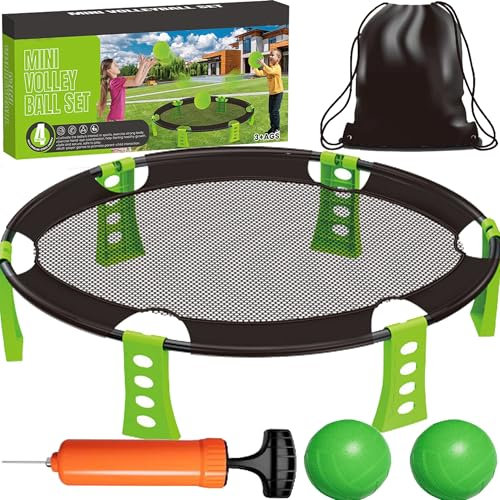 YUEMING Roundnet Set, Outdoor Roundnet Spieleset mit 2 Bällen, Kordelzugbeutel und Pumpe, Ball-Spiel mit Netz zum Spielen im Park, Garten, Strand oder im Haus - für Kinder