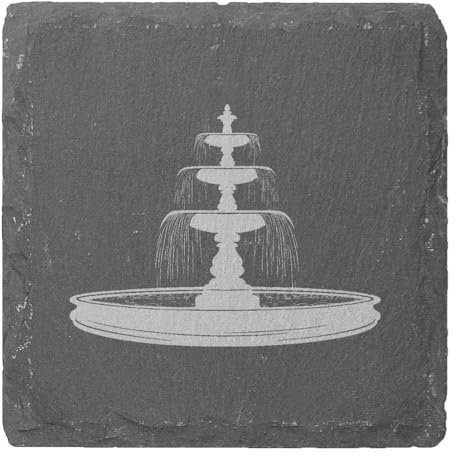4 x 'Garden Fountain ' 10cm Square Slate Coasters (CR00222585)