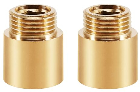 20mm Hahnverlängerung 1/2 Zoll, 2 Stück Messing Gewindeverlängerung, 1/2 IG x 1/2 AG, 20MM Verlängerung Fitting, Gewindefitting für Trinkwasser und Duschköpfe Installation