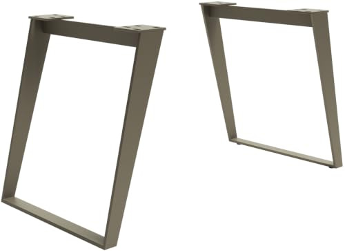 DELIFE Tischbeine Metall Schräg Effektfinish Titan(2er-Set)
