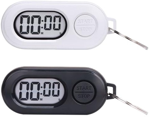Lot de 2 porte-clés avec minuteur – Horloge numérique portable avec écran LCD, compteur de temps multifonction pour salle de sport, cuisine, aire de jeux, plein air, sport et cuisine