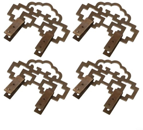 ComfyHarbor 4Pcs Antique Bronze Picture Frame Hooks Brass Wall Mount Hardware Decorative Hanging System for Artwork Mirrors Home Display Installation Support 8X4.5cm