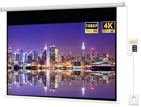 72/84/92 Electric Projector Screen, 16:9 HD 4K Wrinkle-Free Movie Screen with Remote Control, 178° Viewing Angle for Home Theater Cinema Indoor Outdoor Backyard Party(92 inch)