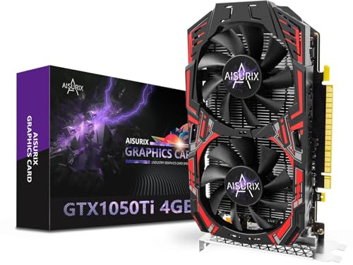 AISURIX GTX 1050 Ti 4G Graphics Card, 128 Bit GDDR5 PCI Express 3.0 Graphics Card, DVI VGA HDMI Graphics Card with Twin Freeze Fans Gaming GPU (1050 TI)