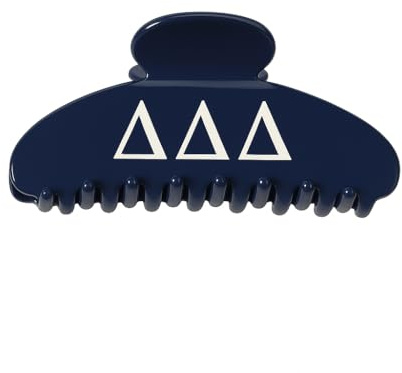 The RPZL Premium Acetate Sorority Big Hair Accessory | Oversized Claw Clip for Thick and Thin Hair | Stylish Hair Jaw Clip for Women | Girls and (Delta Delta Delta - Navy)