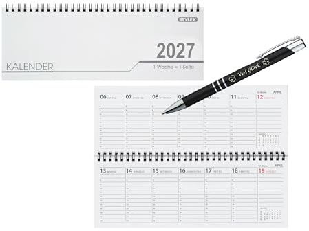Livepac-Office Schreibtisch Kalender / 32 Blatt/Schreibtischquerkalender 2027 + Glückskuli