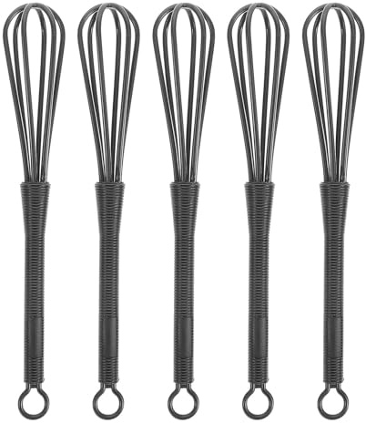 ADOCARN Lot de 5 mini mixeurs réutilisables en plastique noir pour mélange uniforme de couleur et de crème
