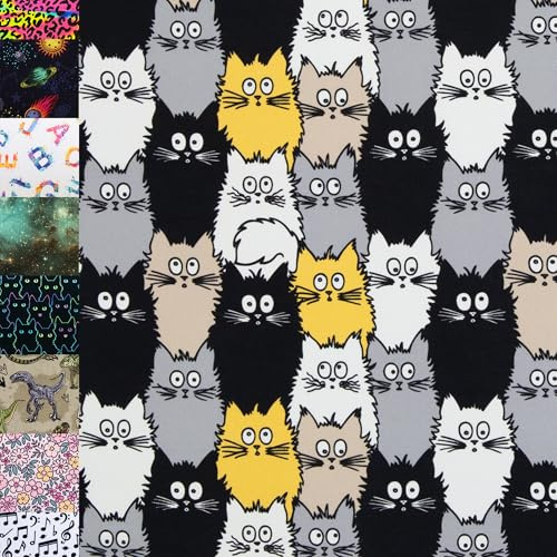 MAGAM-Stoffe Fabian Kinder Baumwollstoff ÖKO-TEX Meterware ab 50cm (Oooh Cat)
