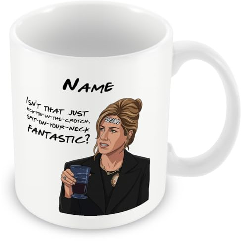 MUGGZ Personalised Rachel Mug, Funny TV Fan Gift, Fantastic Quote Cup, Optional Name, Black or Purple Mug, Coaster, Card