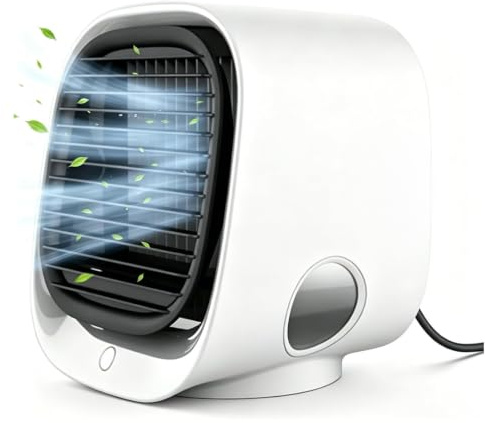 Aira Breeze Luftkuhler Original,Aira Breeze Air Cooler,3-in-1 Tragbarer Verdunstungsluftkühler,energiesparender Tischventilator Luftbefeuchter mit 300ml Wassertank